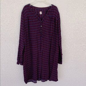 Gap soft Patterned Long Sleeve Dress with pockets size M petite